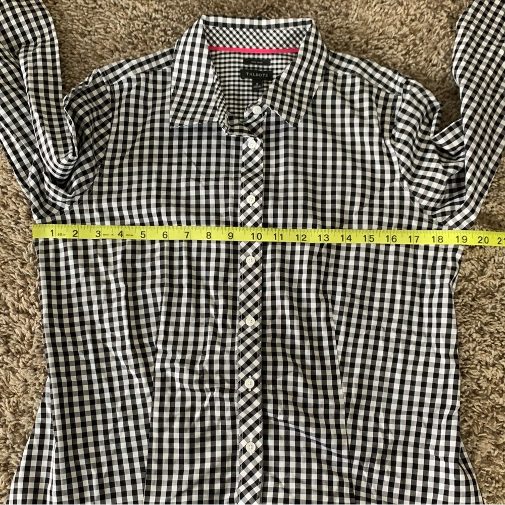 Talbots Gingham Buffalo Plaid Check Button Down Non-Iron Shirt Top size 6 - Picture 8 of 11